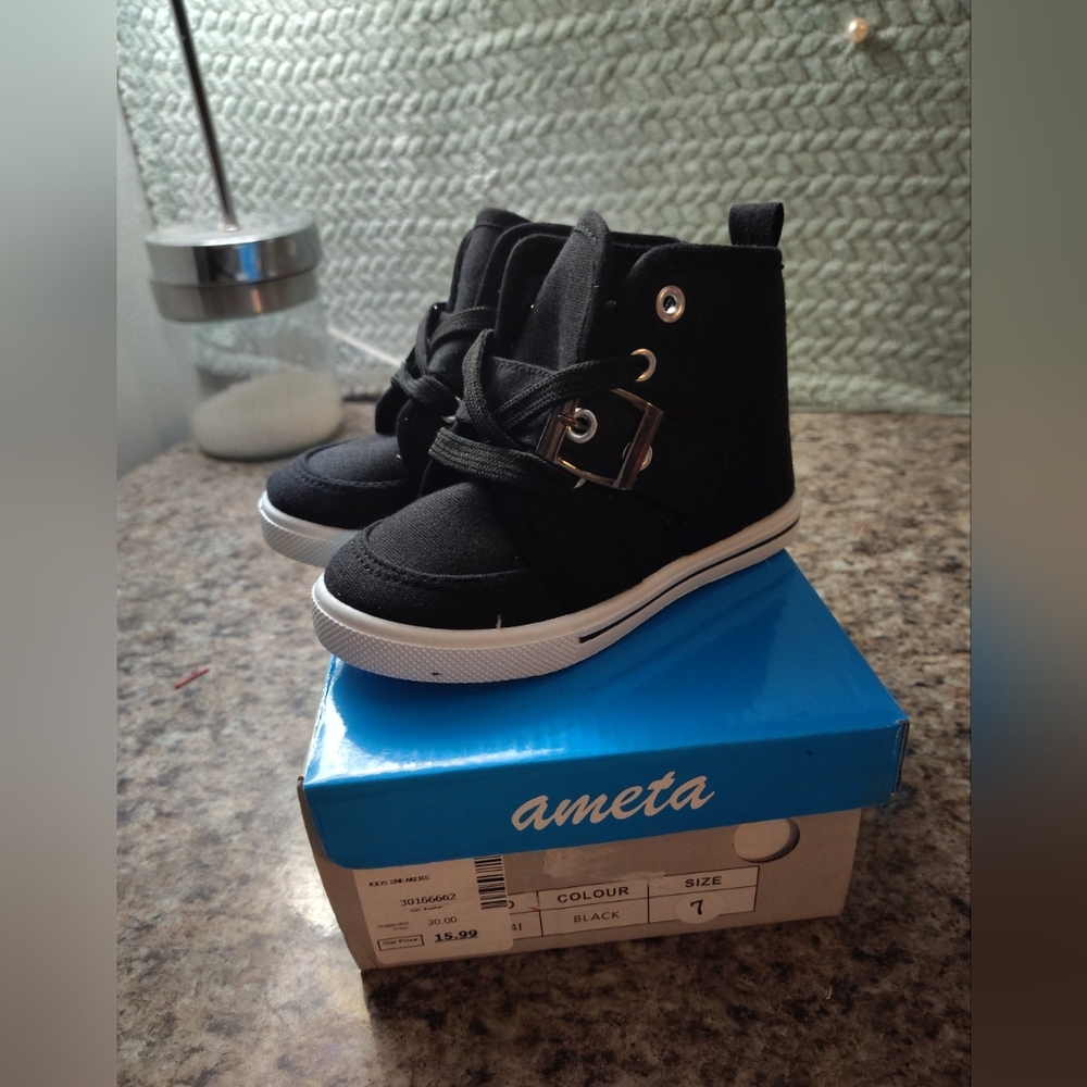 Black Kids High-Top Sneakers